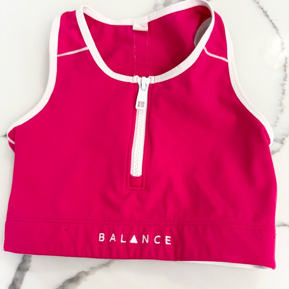 🩷 Balance Athletica Isotope Hot Pink Zip-Up Crop Top Bra